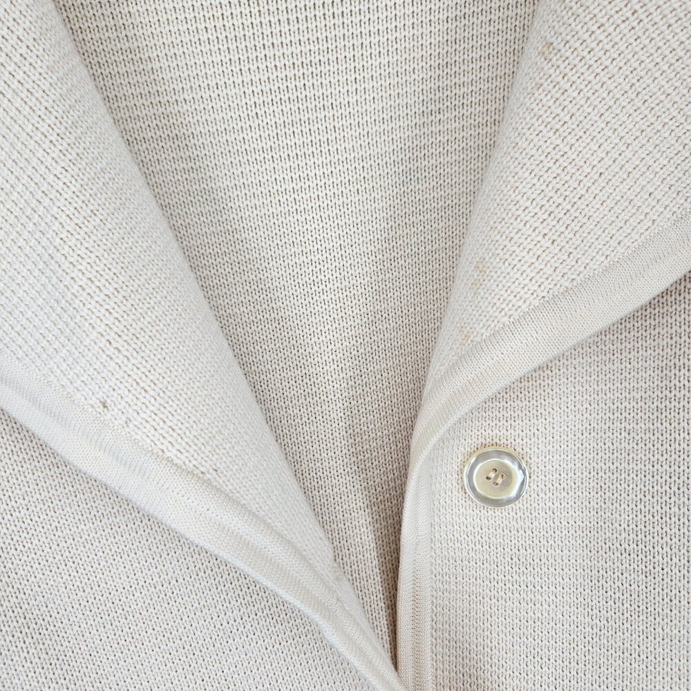 Vint Italian Virgin Wool Coat Jacket Sweater Women 10 Cream Knit Belt Italy 80s - Picture 4 of 13